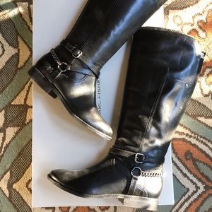 NWT**Marc Fisher Alexis Black Leather Riding Boot